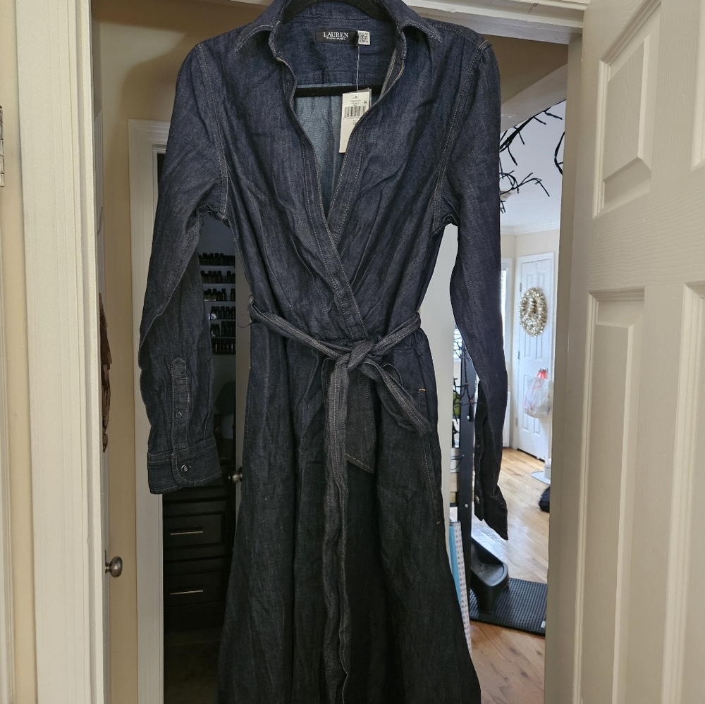 NWT Ralph Lauren Denim Belted Dress - Picture 3 of 5